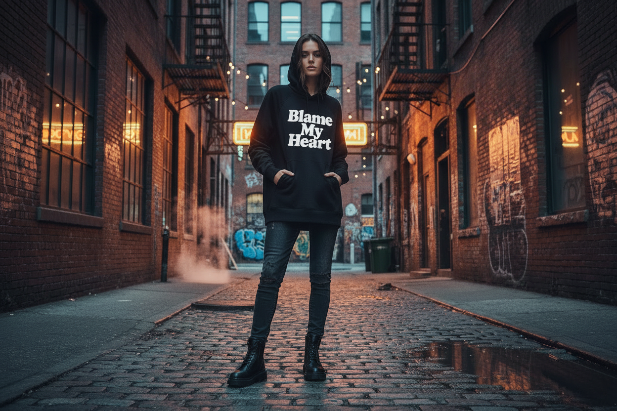 add some more light and a Blame My Heart Logo on the sweatshirt